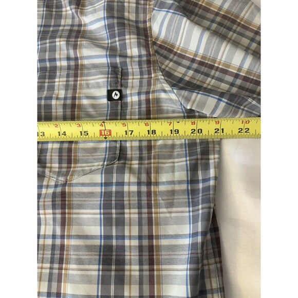 MARMOT Button Up Short Sleeve Shirt Men Large Gray Plaid Lightweight Casual - Picture 9 of 9